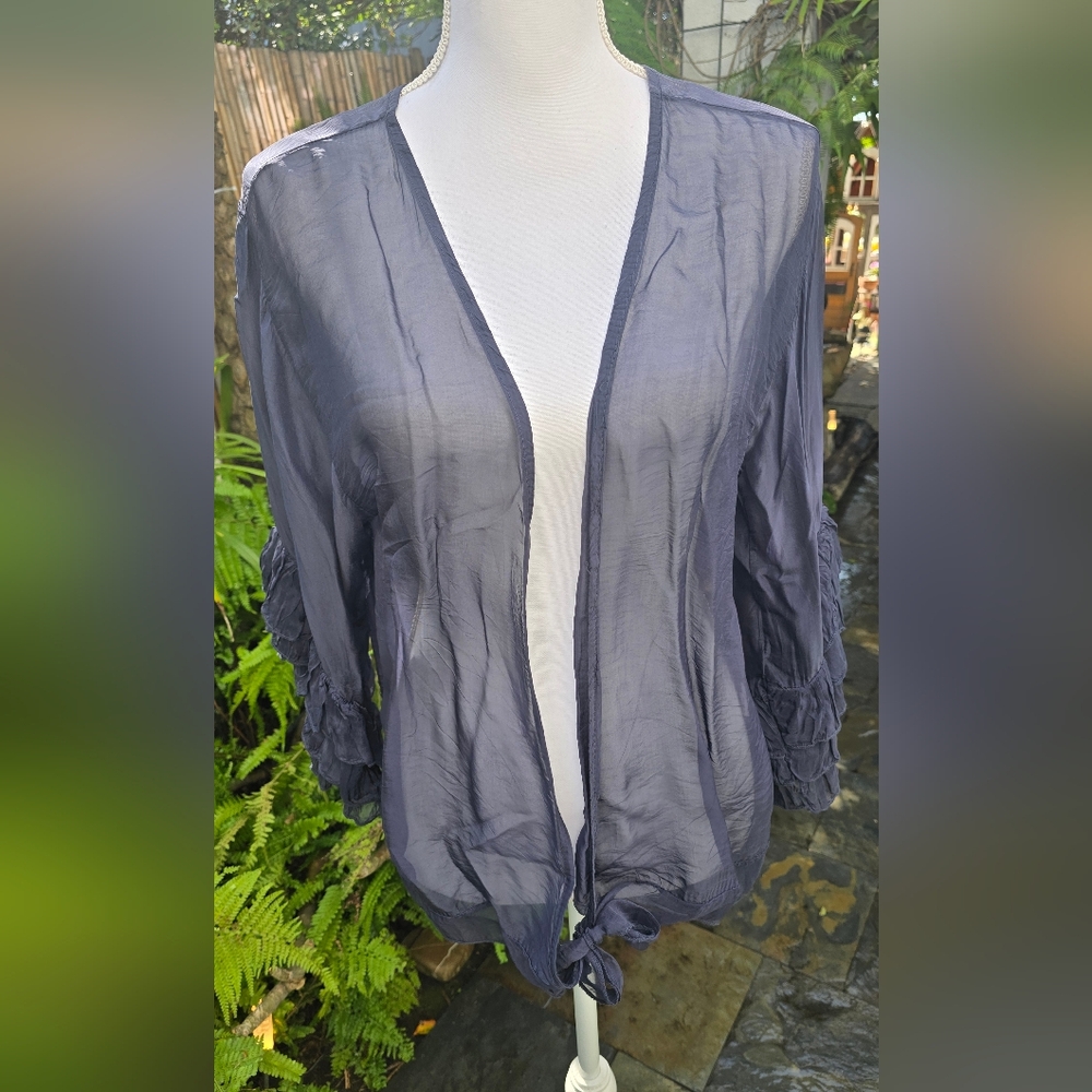 NWOT - Silk Tina Stevens O/S Silk Tie Blouse Made In Italy - Picture 5 of 7